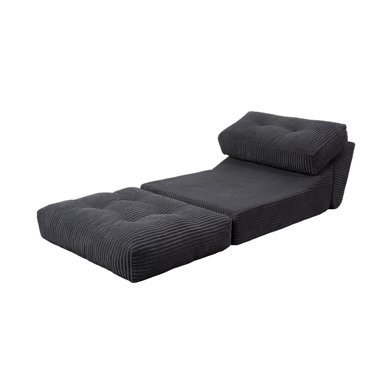 Sofá cama plegable multifuncional de espuma integral en pana gris oscuro con respaldo ergonómico