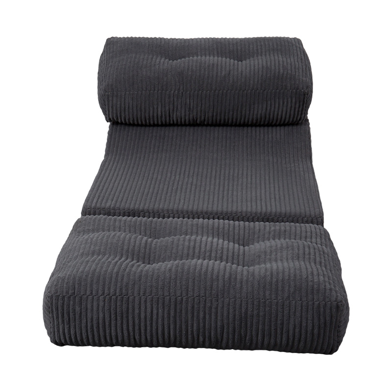 Sofá cama plegable multifuncional de espuma integral en pana gris oscuro con respaldo ergonómico