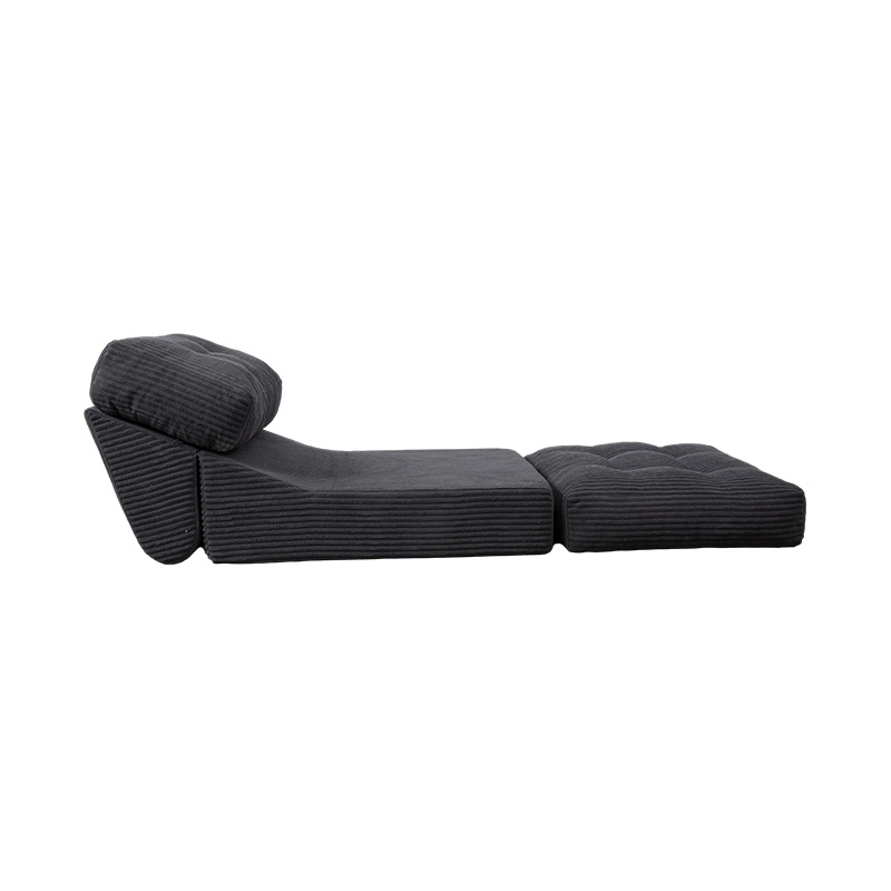 Sofá cama plegable multifuncional de espuma integral en pana gris oscuro con respaldo ergonómico