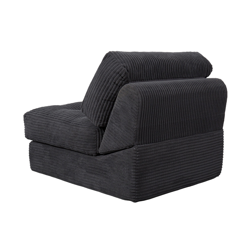 Sofá cama plegable multifuncional de espuma integral en pana gris oscuro con respaldo ergonómico