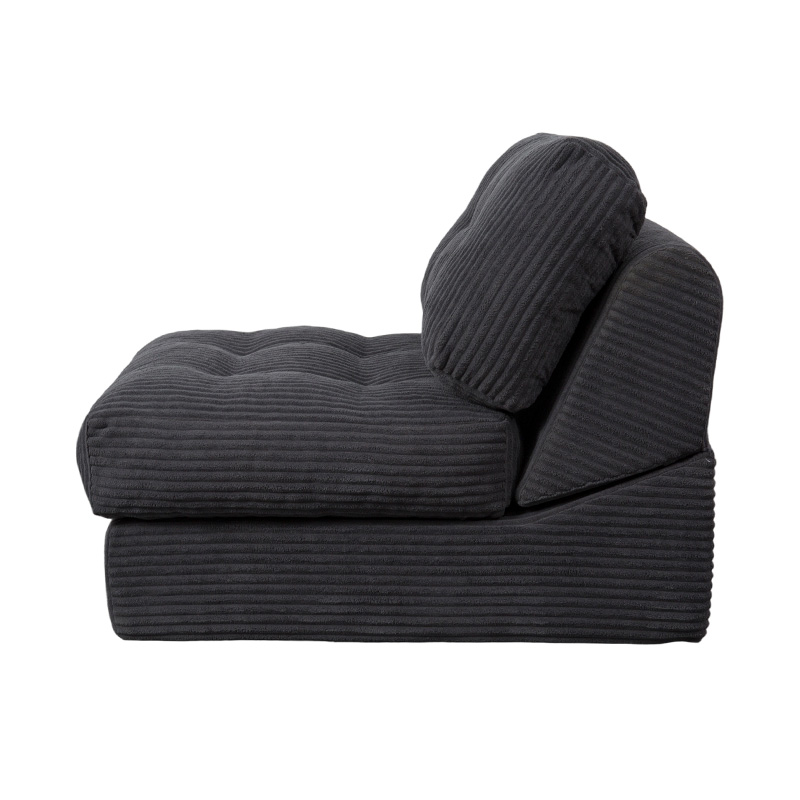 Sofá cama plegable multifuncional de espuma integral en pana gris oscuro con respaldo ergonómico