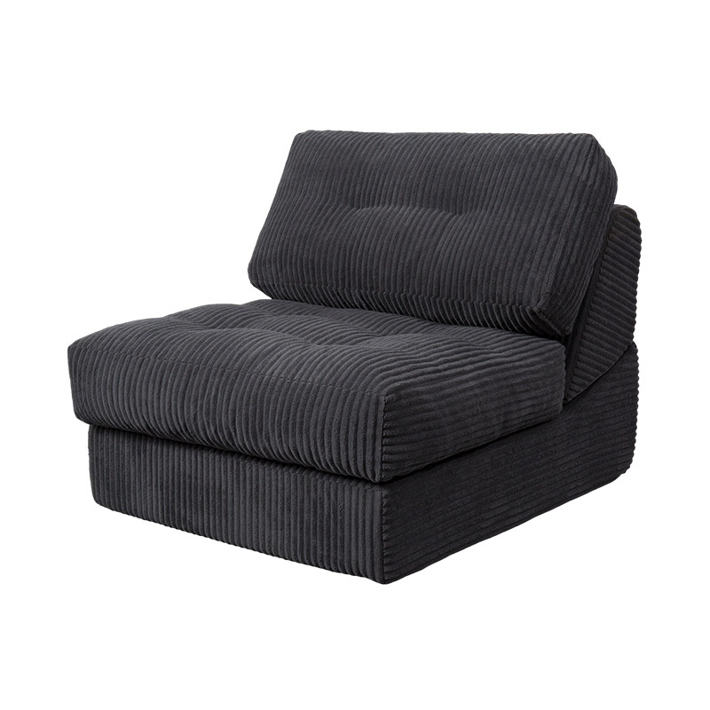 Sofá cama plegable multifuncional de espuma integral en pana gris oscuro con respaldo ergonómico