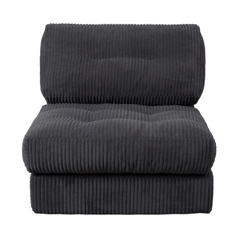 Sofá cama plegable multifuncional de espuma integral en pana gris oscuro con respaldo ergonómico