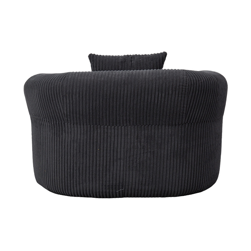 Sofá envolvente individual de espuma integral en pana gris oscuro con cojines a juego