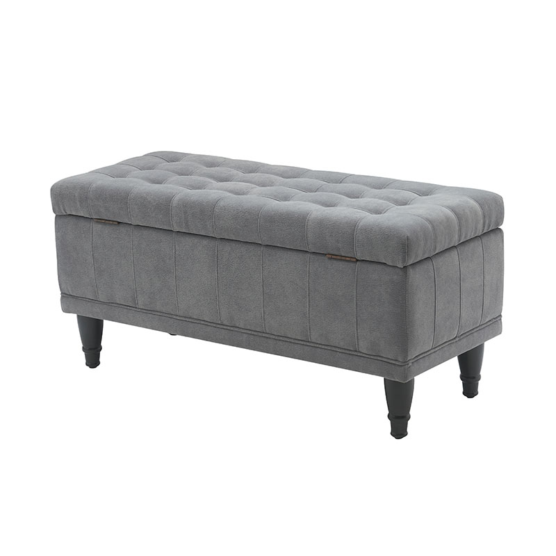 Banco de almacenamiento de tela con extremo de cama gris claro simple