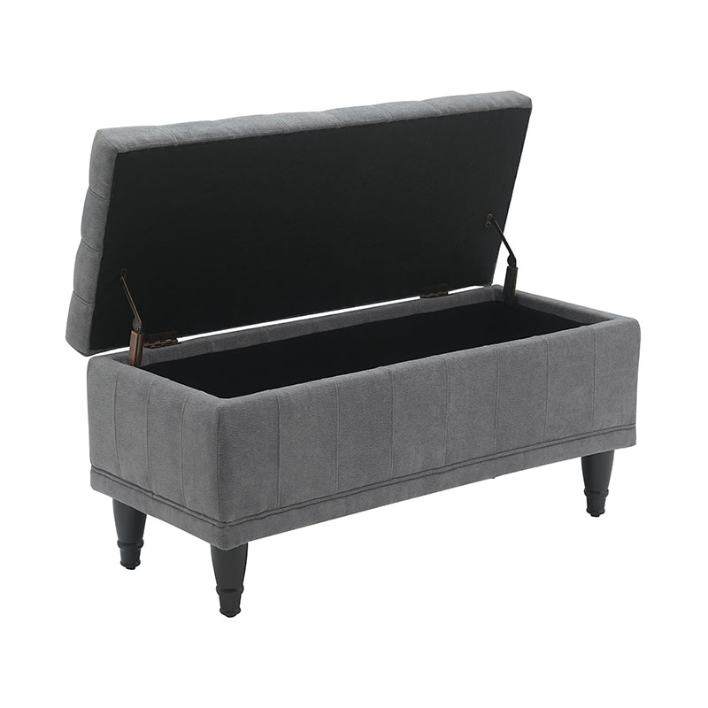 Banco de almacenamiento de tela con extremo de cama gris claro simple
