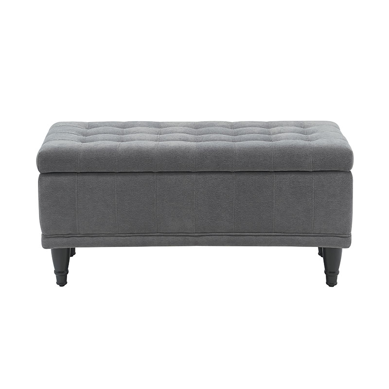 Banco de almacenamiento de tela con extremo de cama gris claro simple